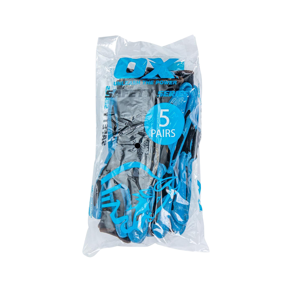 Ox Polyester Lined Nitrile Gloves 5Pack Durable Concrete Coatings®